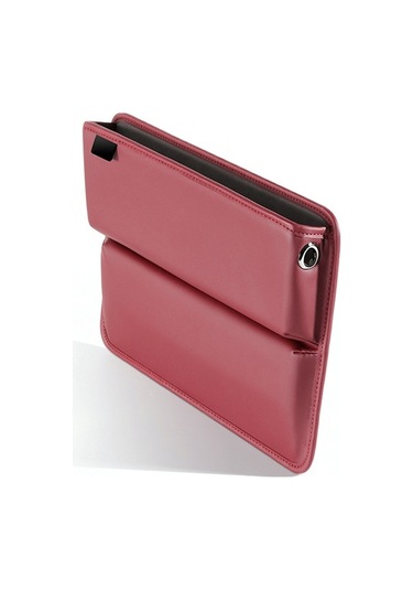 Araba Koltuk Aralığı Pu Deri Depolama Kutusu - Çok Fonksiyonlu Araç İçi Eşya Saklama Aleti Bordo - Model 049