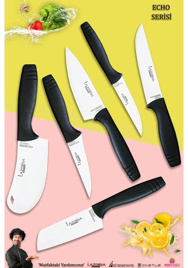Eco Serisi Mutfak Bıçak Seti Et Sebze Börek 6 Lı Set Mft-7428 Siyah