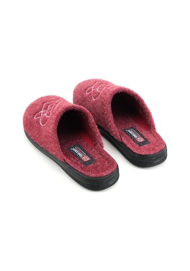 Gezer Kadın Kışlık Keçe Nakışlı Kalp Tasarım Ev Bahçe Terlik Gt1kzm.16089.00.0ı7.0c Bordo