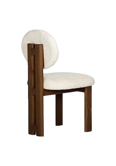 Coco İskandinav Teddy Natural Ahşap Bohem Sandalye Ceviz - Beyaz