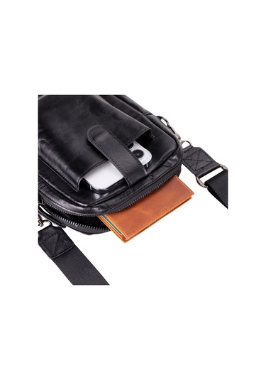 Bloominbag Bloombag Obsidian Black Hakiki Deri Crossbody Çanta Siyah
