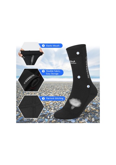 Vkemall 3mm Neopren Dalış Çorapları - Erkek/kadın Su Geçirmez Kaymaz Plaj Ve Yüzme Çorapları Diğer