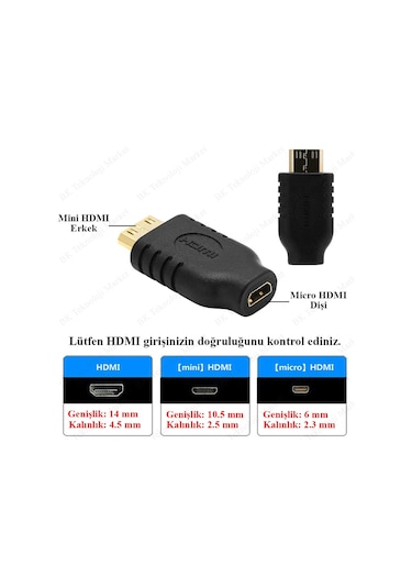 Micro HDMI Dişi - Mini HDMI Erkek Dönüştürücü