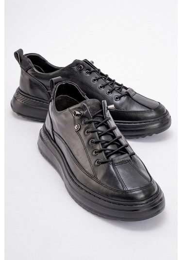 Erkek Kalın Taban Comfort Casual Ayakkabı Gerçek Deri Pc 90402 Siyah Null Siyah