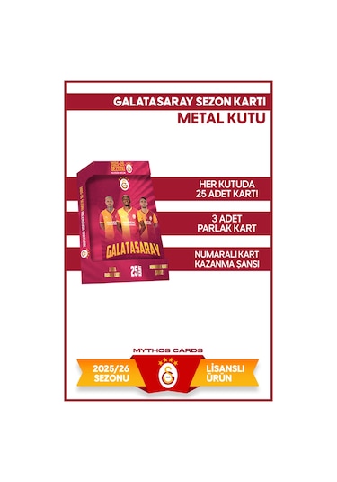 Galatasaray 2025-26 Sezon Kartları - Metal Kutu