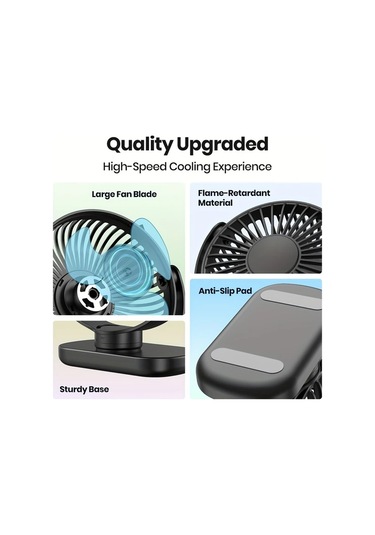 Boatshop1 Mor Topk Kişisel Usb Klipsli Masa Fanı Fırçasız Motor Sessiz Güçlü Hava Akışı Taşınabilir Mini Fan