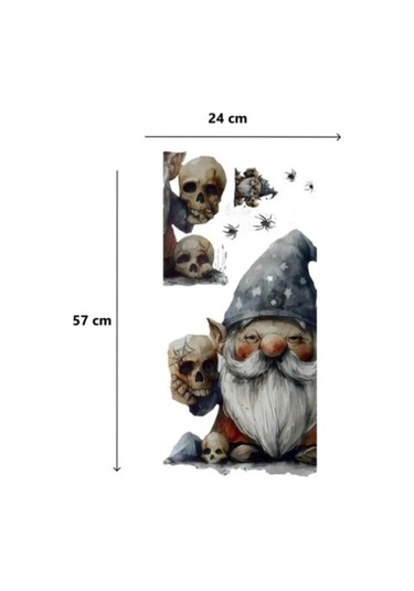 Gotik Cüce Ve Kafatası Duvar Sticker Seti Çok Renkli