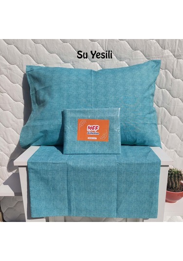 Mef Collection Fırça Desen Yastık Kılıfı Su Yeşili 2'li