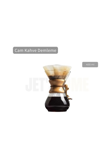 Chemex Cam Kahve Demleme Ahşap Tutacaklı 400 Ml Şeffaf
