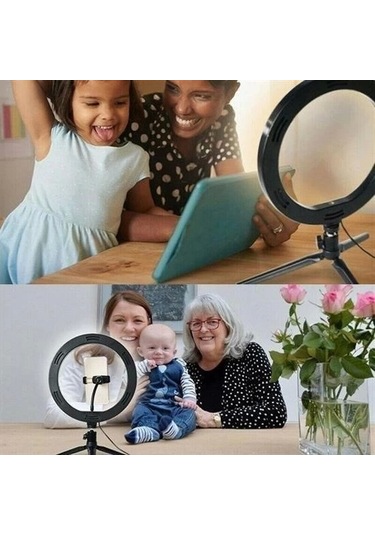 Buffer 8inç 20cm Youtube Instagram Tiktok Selfie Stüdyo Video Fotoğraf Ring Light Tripod Led Halk Renk