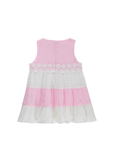 Civil Baby Renkli Roba Dantelli 6-18 Ay Elbise - Pembe