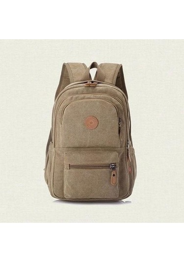 Haki Wtempo Düz Renk Kalın Aşınmaya Dayanıklı Kanvas Sırt Çantası Unisex Büyük Kapasiteli Bagaj Çantası Denim Öğrenci Okul Çantası