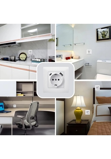 Honeybeeshop Alman Standart Usb Type C Soket Beyaz Pc Malzemesi Usb Cikisi Guc Cihazlar Icin Pratik Hizli Gomulu Kurulum Duvar Soketi 16a 250v
