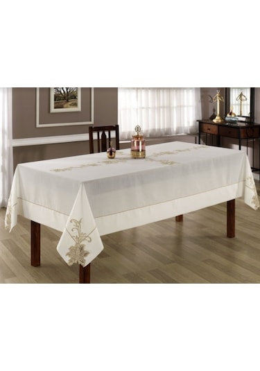 Nazik Home Rozy Masa Örtüsü Pudra-Krem