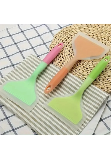 Awesomestore Mavi Çok Amaçlı Silikon Spatula: Yapışmaz, Isıya Dayanıklı, Pancake Biftek Izgara İçin Mavi