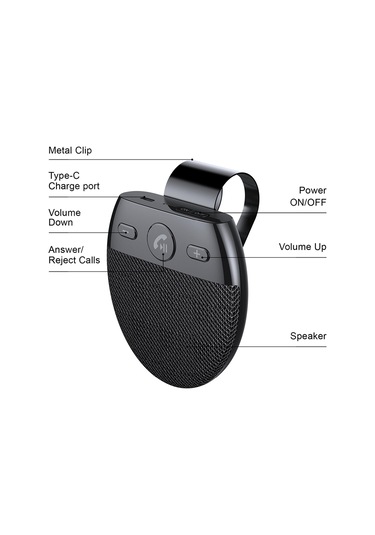 Homyl Bluetooth Araç Hoparlörü Kablosuz Alıcı Ahizesiz Arama