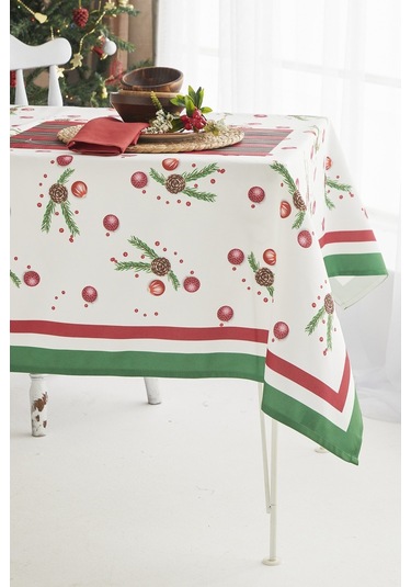 Ays Home Kırmızı Kozalak Yılbaşı Christmas Yemek Masa Örtüsü