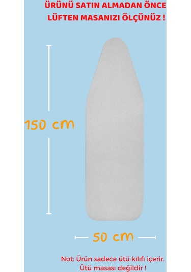 4 Katmanlı Ütü Masası Kılıfı,Ütü Masası Örtüsü,Bezi 50x150 cm Gri