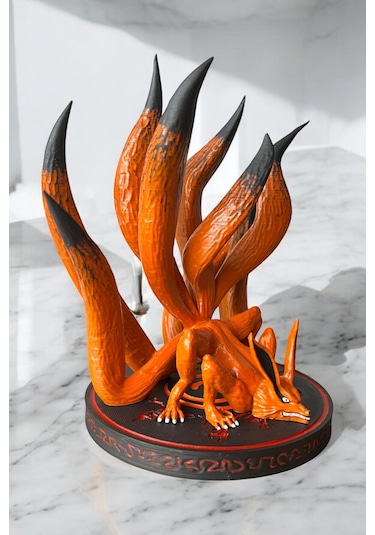 Kurama Kyubi 3d Baskı Koleksiyon Figürü El Boyaması, Naruto Lanetli Mühürlü Anime