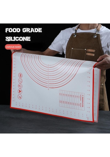 Siyah Büyük Boy Silikon Pişirme Mat Pasta Haddeleme Yoğurma Pedi Mutfak Krep Pizza Hamur Yapışmaz Tava Hamur İşi Matı 8 Boyutu 40x30cm