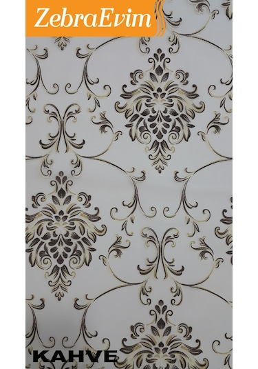 3Renk Çift Mekanizma Damask Siyah-Krem-Kahve Tül Stor Zebra Perde