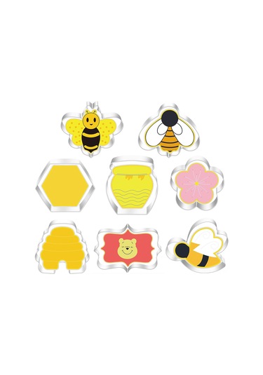 Wezone 8 Parça Arı Temalı Çıkarıcı Set: Arı, Bal, Çiçek, Arı Sığırcığı Ve Kutlama Tahtası Şekilleri İle Hamur, Fondant Kesimi Sarı