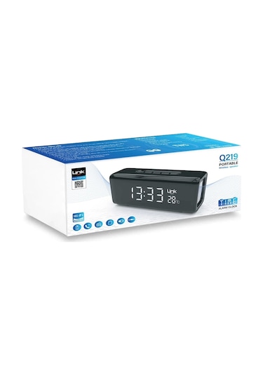Linktech Saatli Bluetooth Hoparlör - Q219 Taşınabilir Saatli , Alarmlı , Termometreli Bluetooth Hopa
