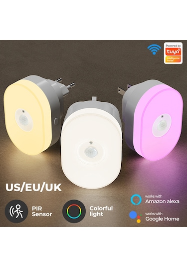 Suofeng Tuya Wifi Akıllı Vücut Algılama Gece Lambası - Çok Seviye Işık Regülasyonu, Uygulama İle Renk Ayarı, Ev Dekoru Için, Avrupa Standartı 110-240v Geniş Voltaj Diğer