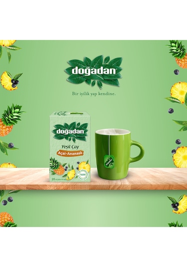 Doğadan Ananas Açaili Yeşil Süzen Poşet Çay 20'li
