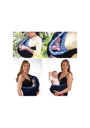 Yenidoğan Bebek Çapraz Vücut Koşum Askısı Mavi Ekose Mavi