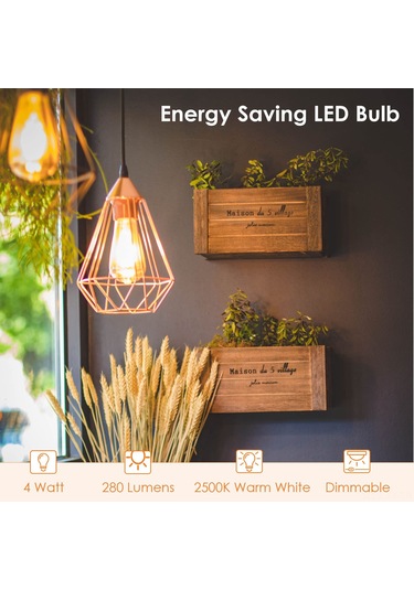 Shineyee 5 Adet E27 Edison Vintage Led Ampul Seti - Dimmable 4w 350 Lümen Islak Beyaz Işık - Nostaljik Stili Modern Teknolojiyle Birleştirir