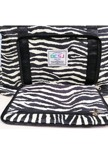 Sandwich Motion003 Siyah Zebra Desenli Dayanıklı Spor Çanta, Ayakkabı Bölmesi Siyah