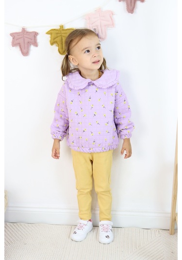 Harika Kids Kız Çocuk Orta Kalınlıkta Taytlı Takım Lila