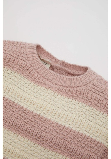 DeFacto Kız Bebek Çizgili Bisiklet Yaka Düğmeli Triko Kazak C8088A524AUBR277 Bordo DeFacto Kız Bebek Çizgili Bisiklet Yaka Düğmeli Triko Kazak C8088A524AUBR277 Bordo