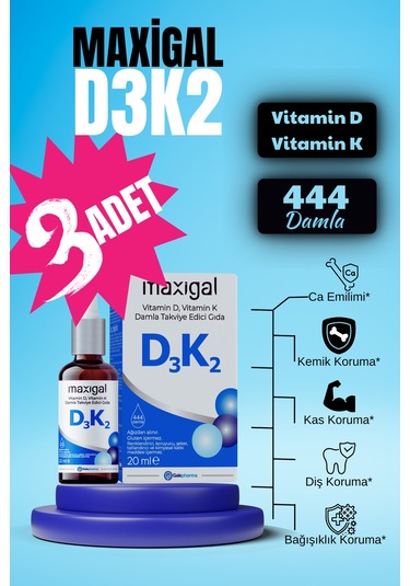 Maxigal D3K2 Damla 3 x 20 ML