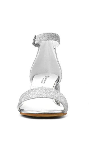 Lilo Simli Gümüş Tek Bantlı Kız Çocuk Topuklu Abiye Ayakkabı Gümüş