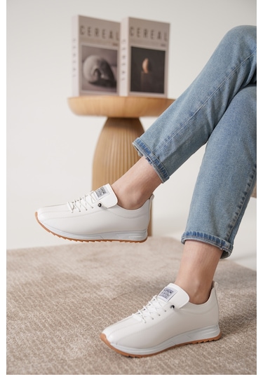 D0112 Günlük Ortopedik Kadın Sneaker Spor Ayakkabı Beyaz