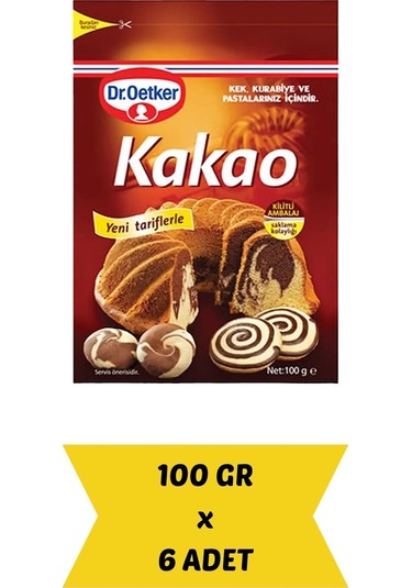 Dr. Oetker Kakao 100 G X 6 Paket Kilitli Paket