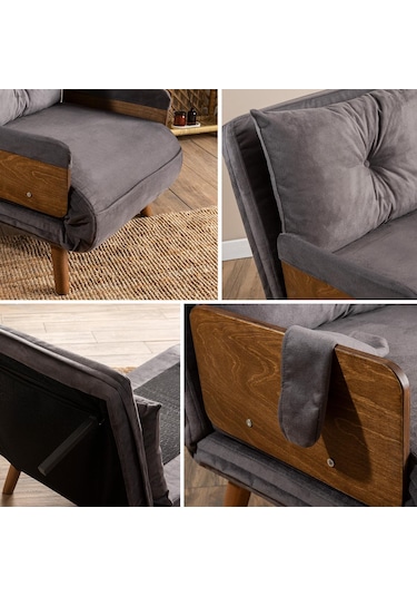 Pafu Cosmo Tekli Katlanır Yataklı Koltuk - Soho Gri