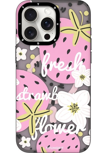 İphone 15 Pro Uyumlu Kılıf Magsafe Şarj Özellikli Youngkit Fruity Flavour Serisi Pembe