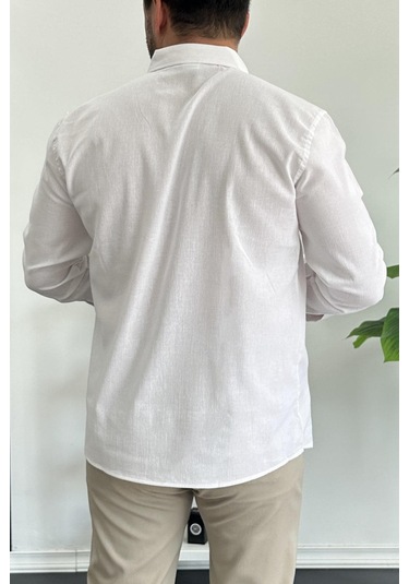 Erkek Krinkıl Kumaş Gömlek Beyaz Edw362 Beyaz