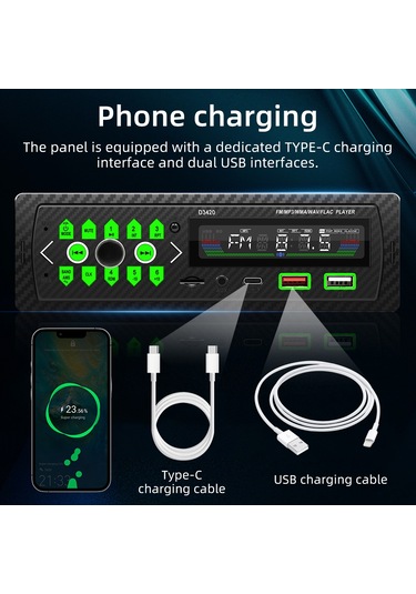 Teltree Oto Mp3 Çalar Bt 5.0免提 Fm Radyo 60w 4 Güçlendirici Çift Usb Kart Destekli Konum Bulma Fonksiyonu Araç Teçhizatı Pil Yok