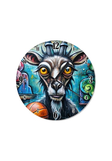 Basketbol Oynayan Keçi Şekilli Duvar Saati
