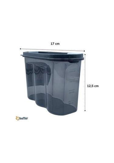 2 Kapaklı Ölçekli Erzak Saklama Kabı - 1,2 Litre - Sa930 Şeffaf