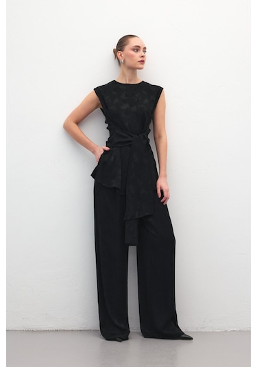 Sateen Camila Pantolon - Siyah-137185 siyah