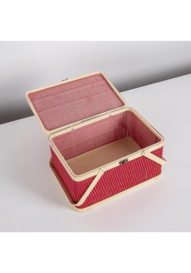 Homyl Piknik Sepeti Parti Dekorasyonu Açık Hava Için Kapaklı Kırmızı Çok Renkli