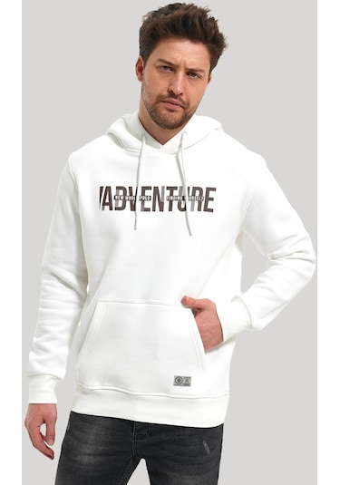 Kapüşonlu Ekru Slim Fit Hoodie 23fwm64047-ekru Ekru