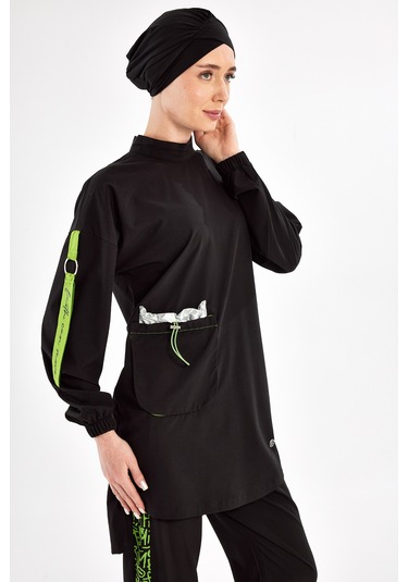 Spor Likra Tam Kapalı Tesettür Mayo Beth 1203 Siyah Siyah03 Siyah