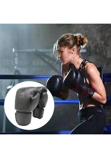 Suntek Boks Uygulama Eldivenleri Erkek Kadın 14-ons Siyah
