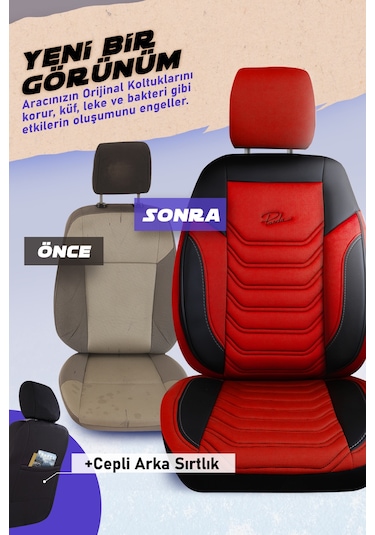 Kırmızı Panda Peru Serisi Pike Kumaş Ön İki Oto Koltuk Kılıfı